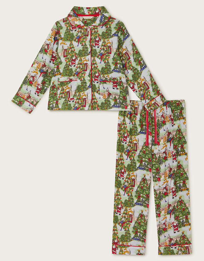 Father Christmas Long Pyjamas Set, Green (GREEN), large