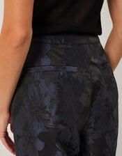 Jayda Floral Jacquard Suit Trousers, Blue (NAVY), large