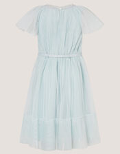 Sky Embellished Pleated Party Dress, Green (SAGE), large