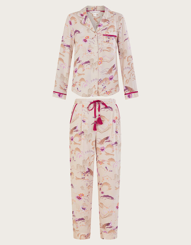 Bianca Print Pyjama Set, Nude (NUDE), large