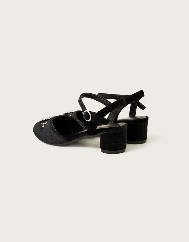 Diamante Flower Two-Part Heels, Black (BLACK), large