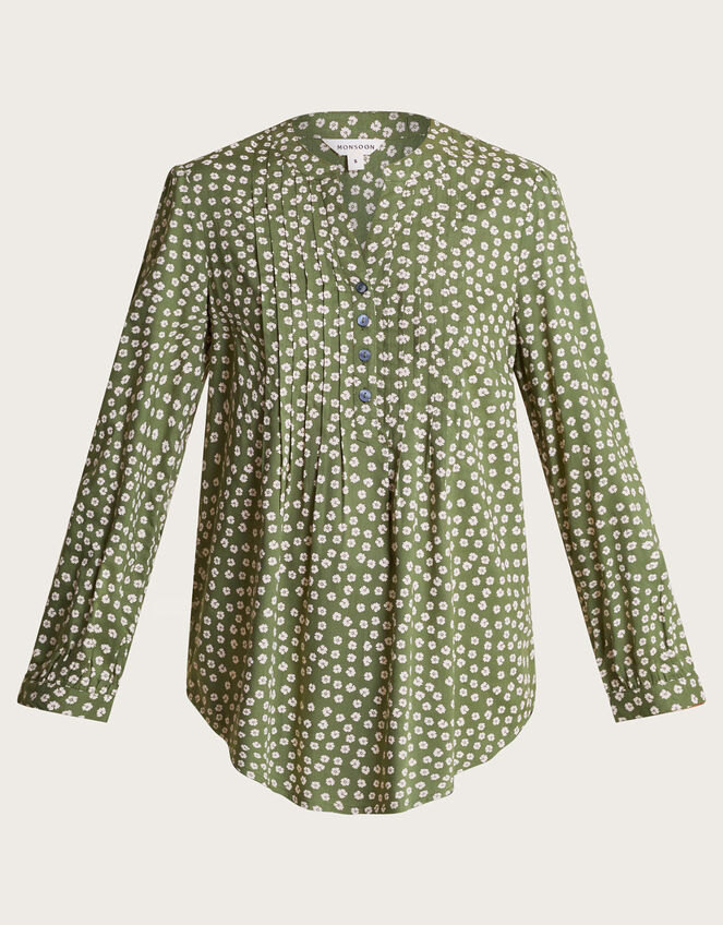 Sancha Floral Print Top, Green (GREEN), large