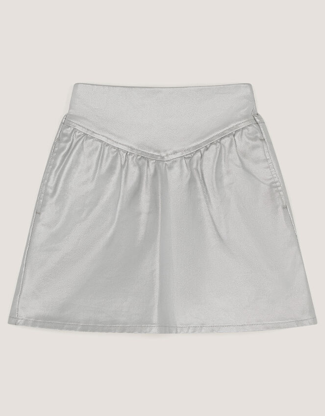 Jardine Metallic Mini Skirt, Silver (SILVER), large