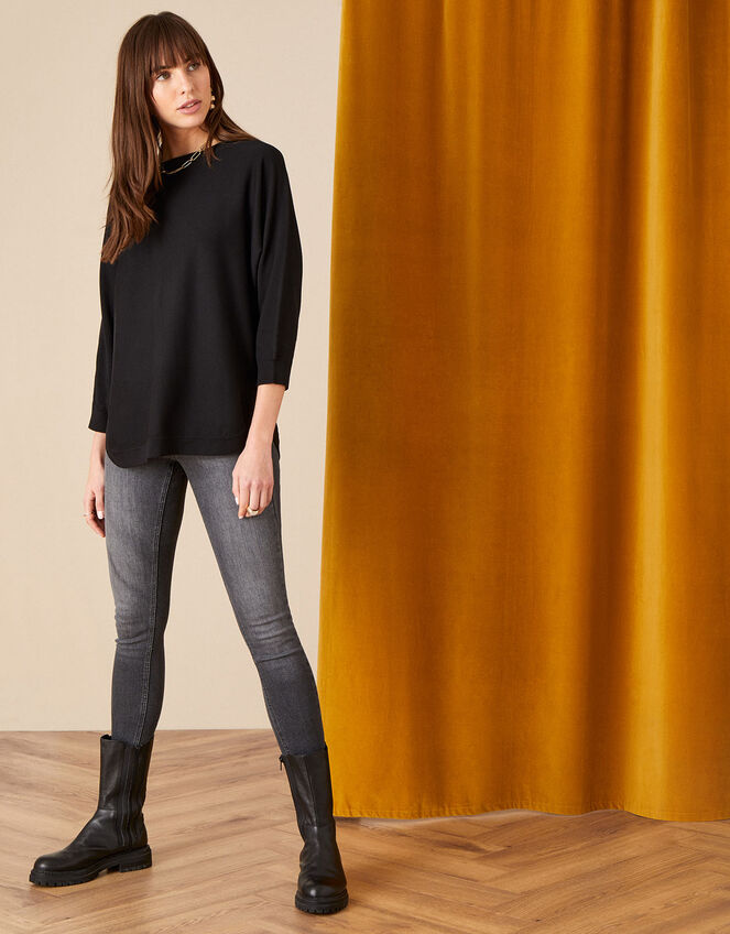 Zeena Zip-Back Hem Jumper , Black (BLACK), large