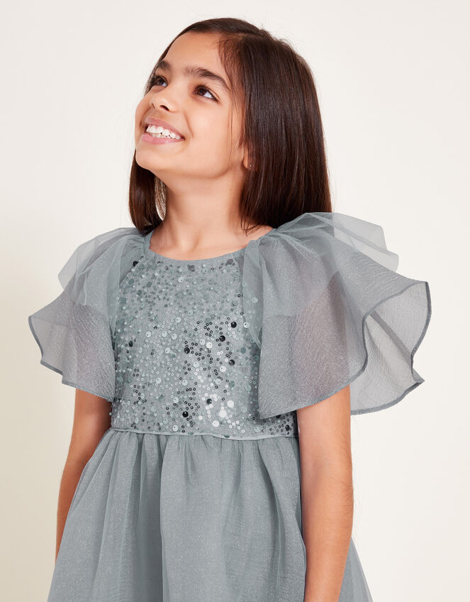 Eden Angel Sleeve Sequin Tulle Dess, Blue (BLUE), large