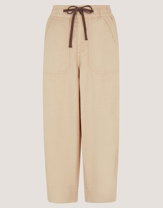Megan Cropped Barrel Trousers Natural