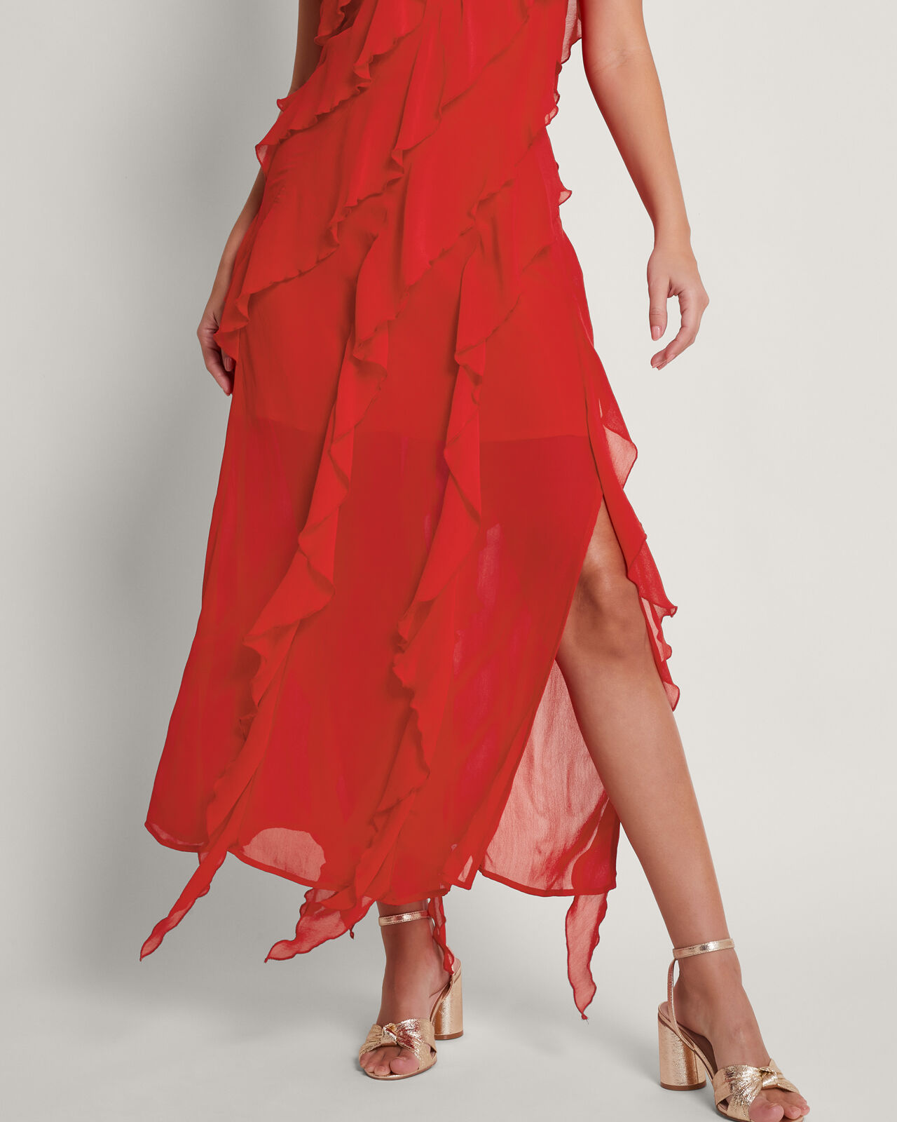 Renata Ruffle Maxi Dress Red