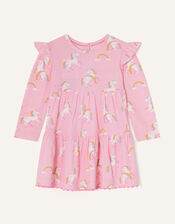 Baby Rainbow Horse Tiered Dress, Pink (PINK), large