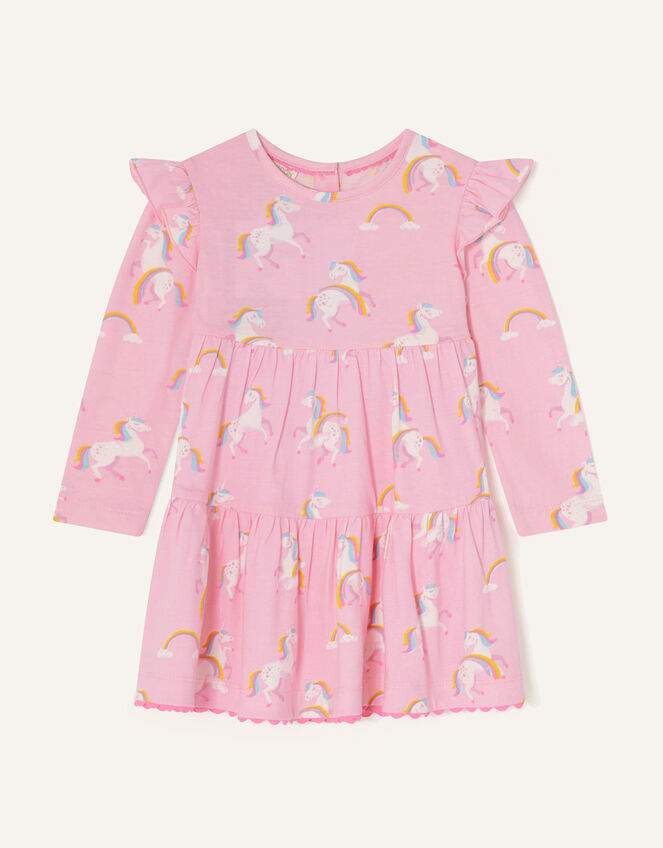Baby Rainbow Horse Tiered Dress, Pink (PINK), large