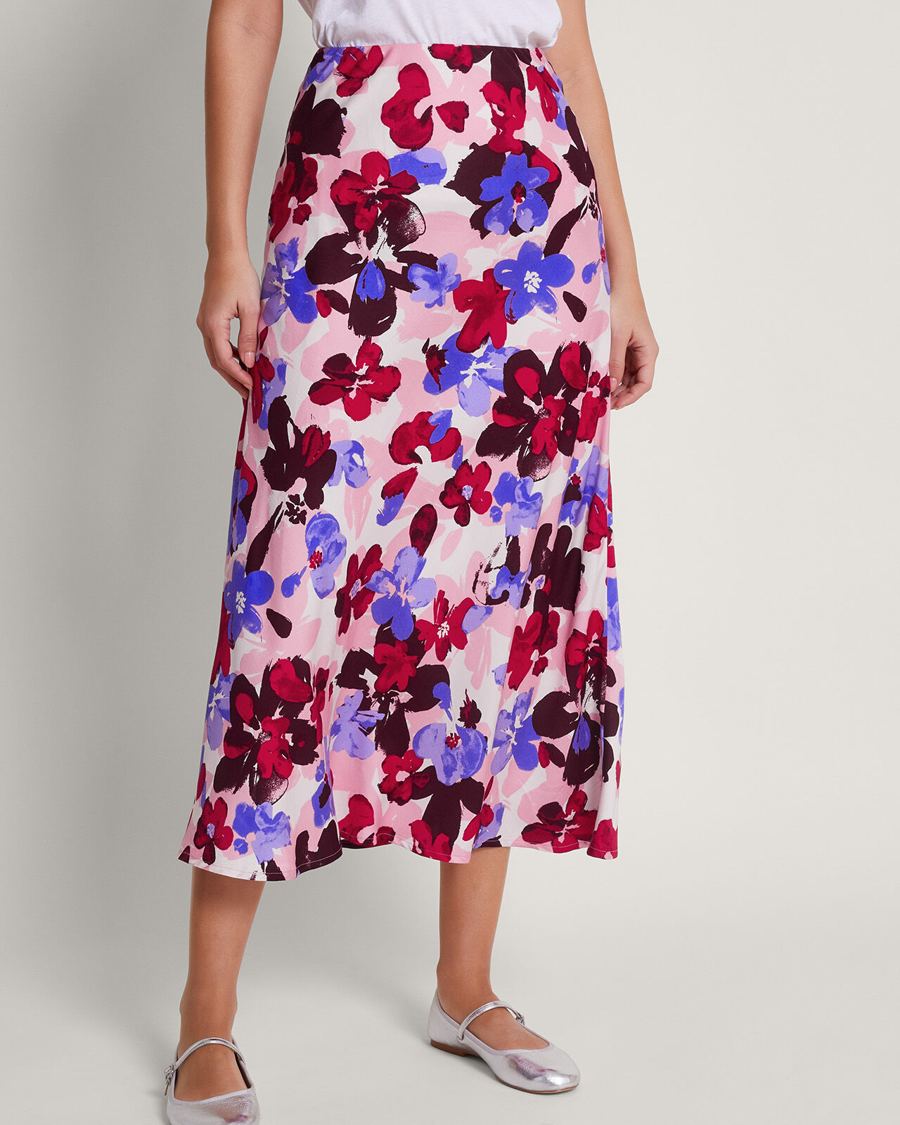 Vittoria Floral Print Skirt Pink