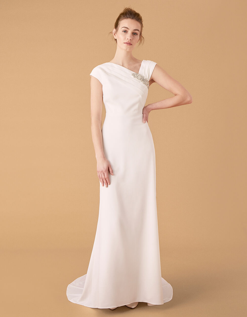 Tess Embellished Brooch Bridal Dress Ivory Wedding Dresses Monsoon UK.