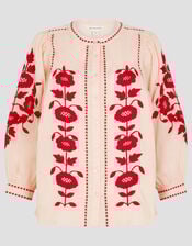 Bronte Floral Embroidered Blouse, Pink (PALE PINK), large