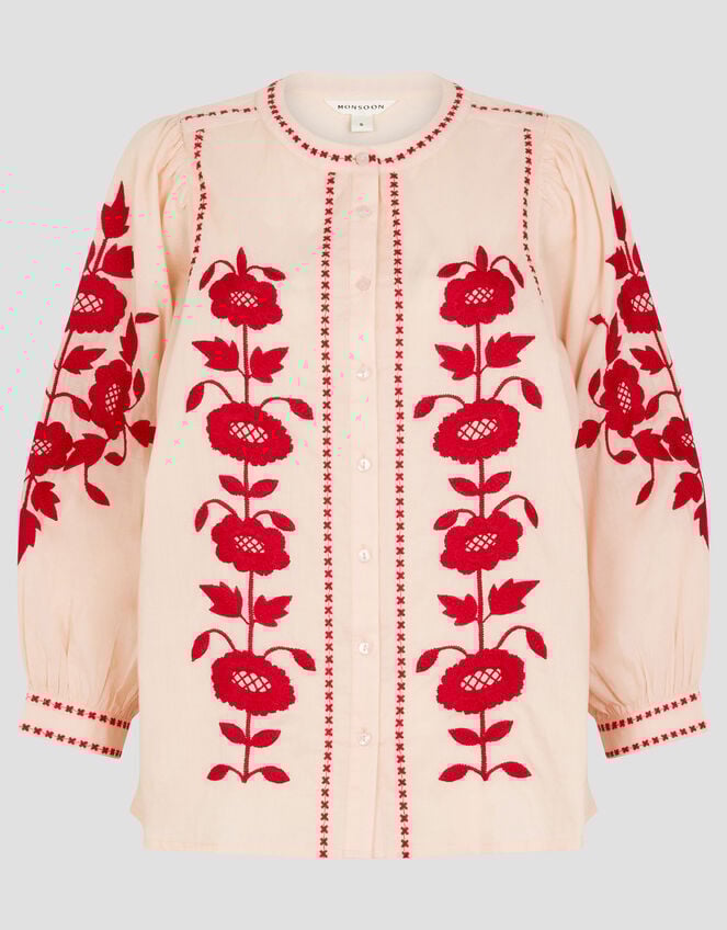 Bronte Floral Embroidered Blouse, Pink (PALE PINK), large