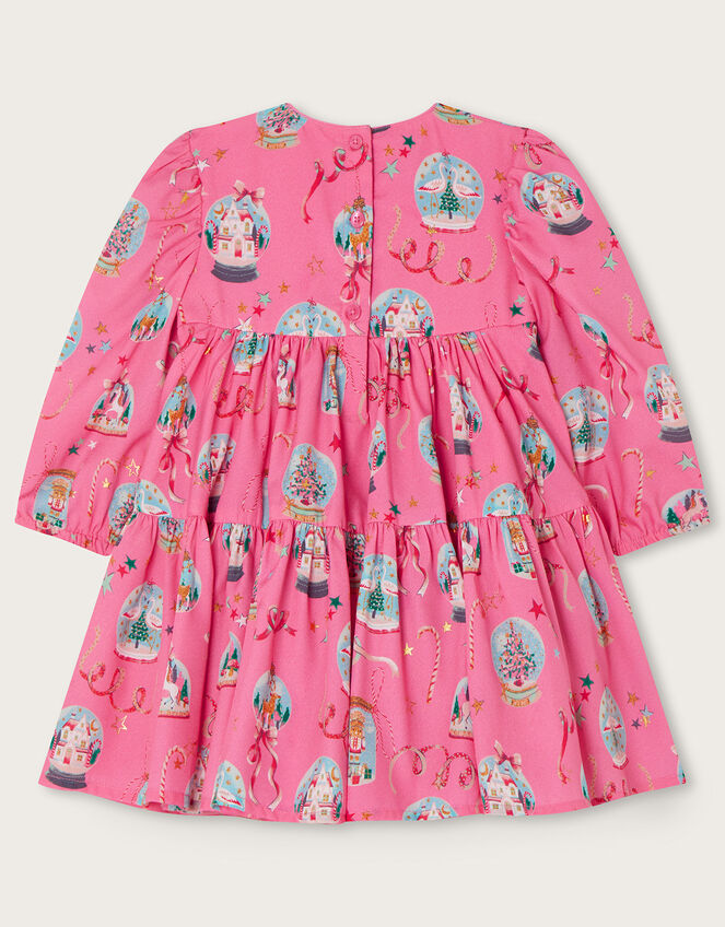 Baby Snowglobe Woven Tiered Dress, Pink (PINK), large