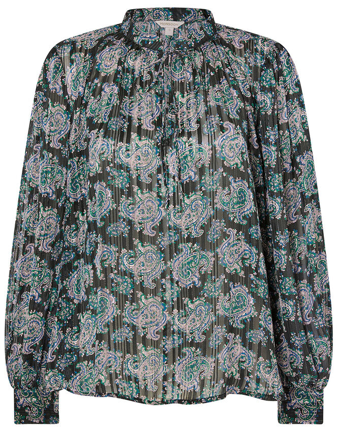 Paisley Print Blouse, Blue (NAVY), large