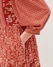 Palmer Floral Jersey Midi Dress, Red (RED), large