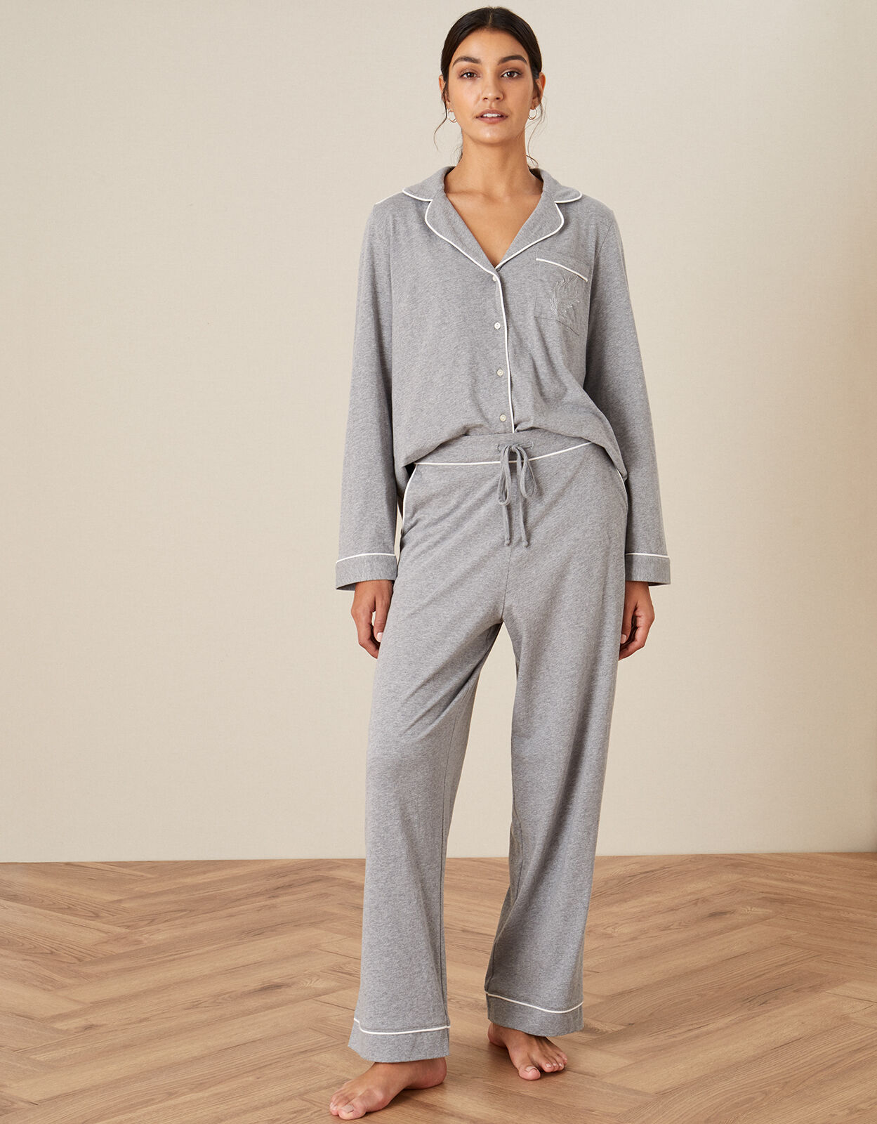 Plain Jersey Pyjama Bottoms Grey