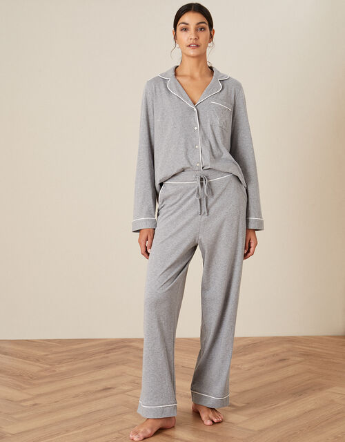 Plain Jersey Pyjama Bottoms Grey Pyjamas Monsoon UK.