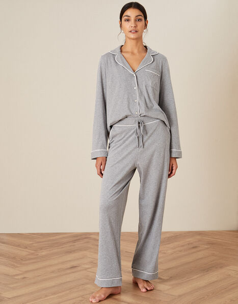 Plain Jersey Pyjama Bottoms Grey, Grey (GREY), large