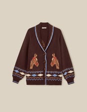 Harper Horse Cardigan, Brown (CHOCOLATE), large