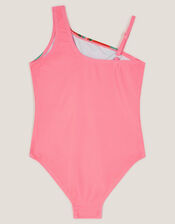 Leopard Print Asymmetrical Swimsuit, Pink (PINK), large