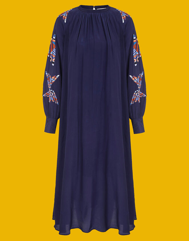 Tallulah and Hope Greta Embroidered Maxi Dress, Blue (NAVY), large