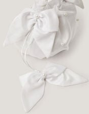 Pearl Bow Bag & Hair Clip Set, , large
