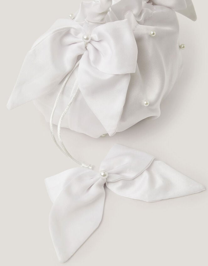 Pearl Bow Bag & Hair Clip Set, , large