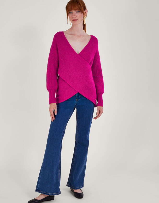 Pippa Wrap Jumper Pink | Knitwear | Monsoon UK.