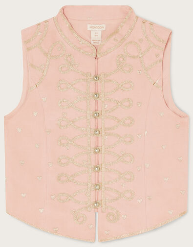 Land of Wonder Embroidered Heart Drummer Waistcoat, Pink (PINK), large