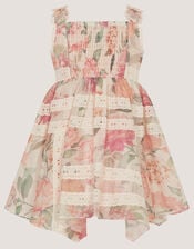 Baby Kelis Floral Broderie Trim Dress, Pink (PINK), large