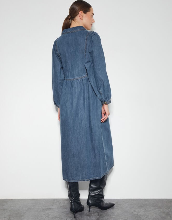 Wilma Long Sleeve Denim Midi Dress, Blue (DENIM BLUE), large