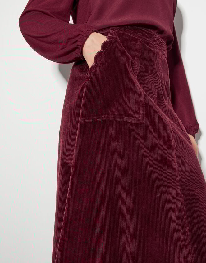 Malika Corduroy Midi Skirt, Red (BURGUNDY), large