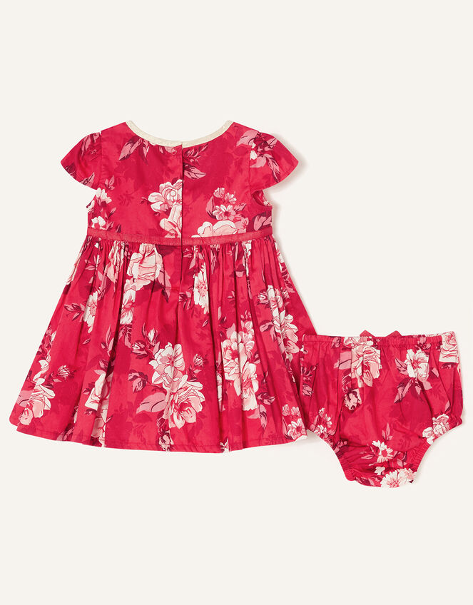Newborn Floral and Briefs Dress, Red (RED), large