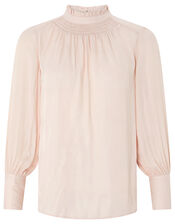 Fiona Feather Jacquard Blouse in Recycled Polyester, Cream (CREAM), large