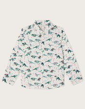 All Over Dinosaur Print Christmas Shirt, Ivory (IVORY), large