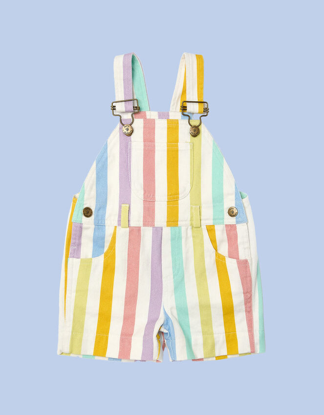 Dotty Dungarees Stripe Short Dungarees, Multi (MULTI), large
