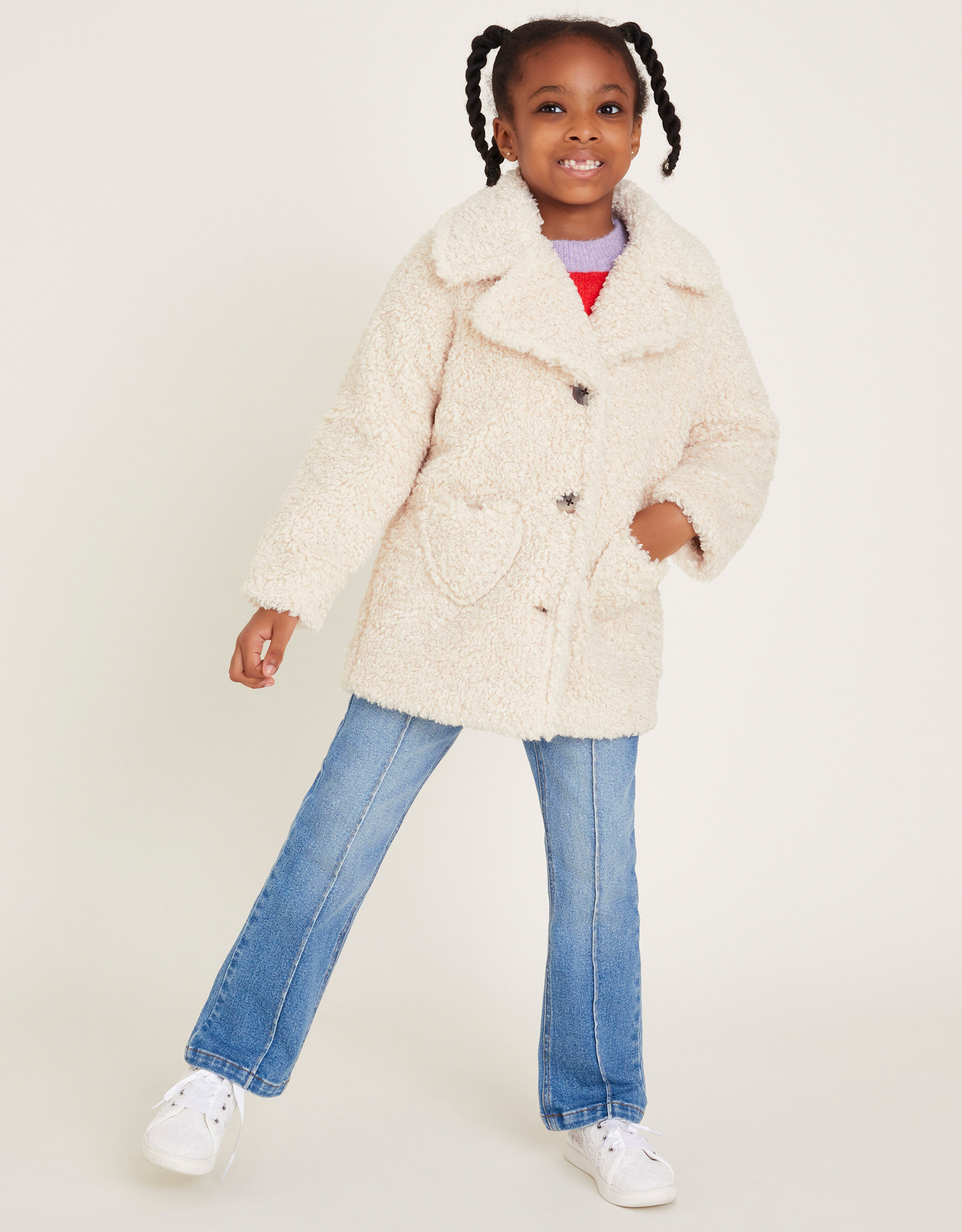 Heart Pocket Borg Crombie Coat Cream Girls Coats Jackets Monsoon UK