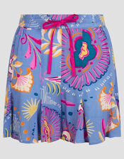Monika High-Waisted Floral Print Shorts, Blue (BLUE), large