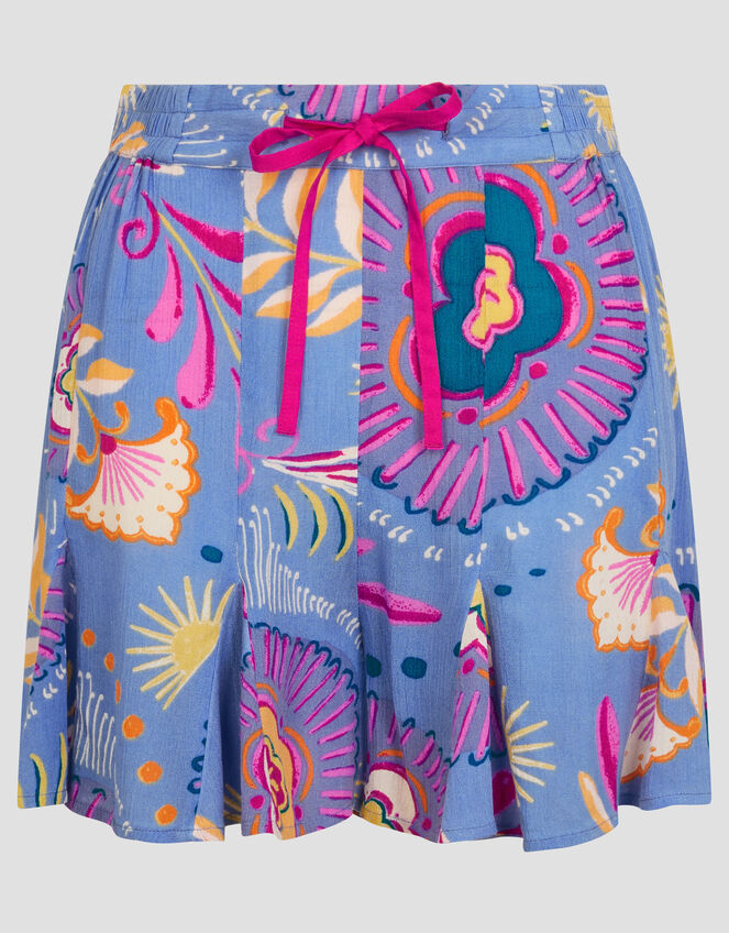 Monika High-Waisted Floral Print Shorts, Blue (BLUE), large