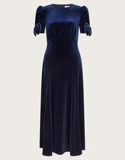 Belle Bow Sleeve Velvet Midi Dress, Blue (MIDNIGHT), large