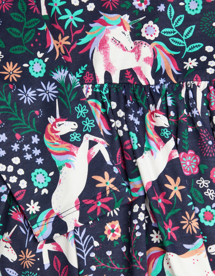 Long Sleeve Unicorn Print Dress Blue | Girls' Dresses | Monsoon UK.