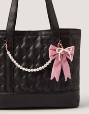Bow Quilted School Tote Bag, , large