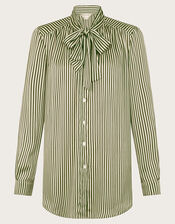 Sasha Stripe Satin Blouse, Green (GREEN), large