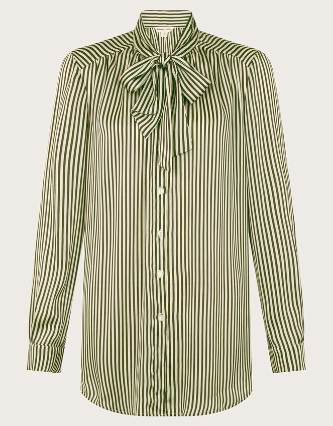 Sasha Stripe Satin Blouse, Green (GREEN), large