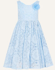 Ottilie Lace Flower Dress, Blue (BLUE), large