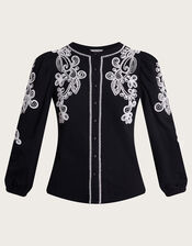Enya Embroidered Shirt, Black (BLACK), large