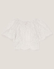 Lola Lace Short Sleeve Cover Up, Ivory (IVORY), large