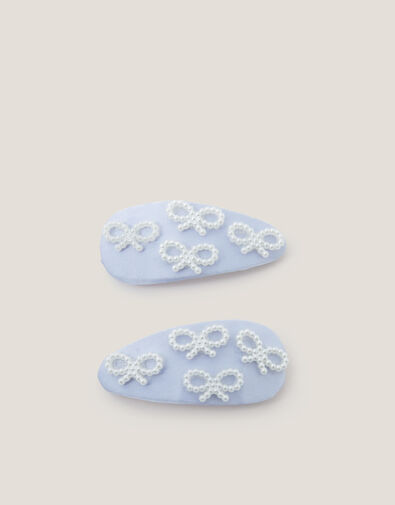 2-Pack Pearl Bow Hair Clips, , large