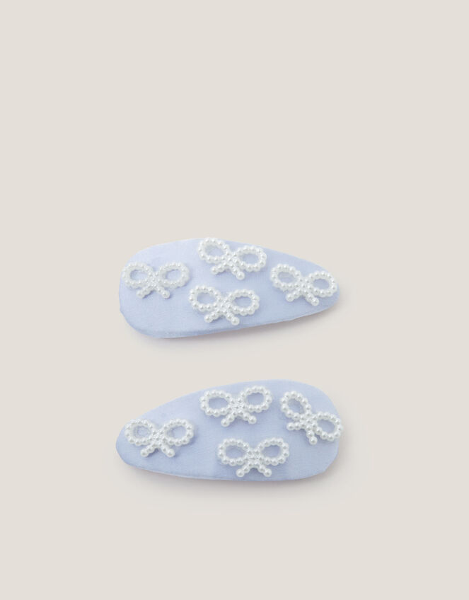 2-Pack Pearl Bow Hair Clips, , large